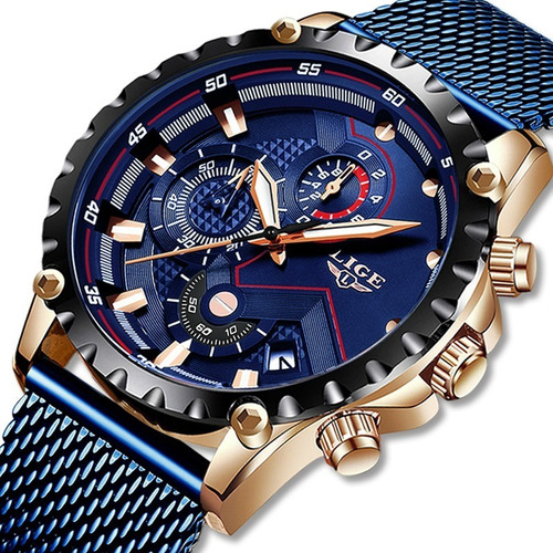 Lige Mesh Full Blue Reloj Deportivo Impermeable Cronógrafo