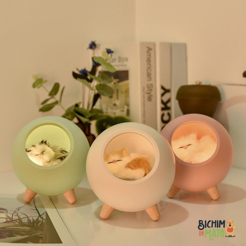 Luminária De Mesa Rosa - Abajur Gatinho