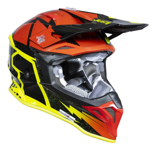 Casco J39 Poseidon Fluor Yellow / Red / Black Just1