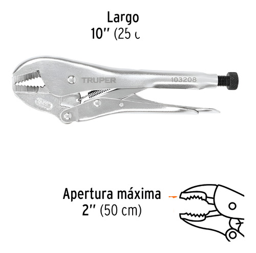 Pinza De Presion 10'' Mordaza Recta De Acero Truper 103208