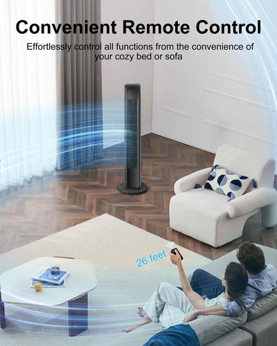 Ventilador De Torre Oscilante Eléctrico Con Control Remoto Negro