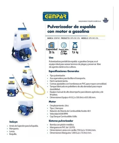 Fumigadora De Espalda Genpar Con Motor