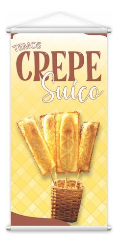 Banner Temos Crepe Suíço Fundo Amarelo Comida Lona 60x40cm