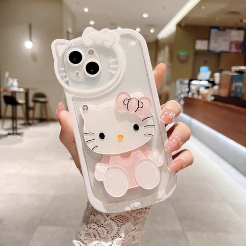 Qu Para iPhone Funda,mirror+silicone Phone Case Gatito