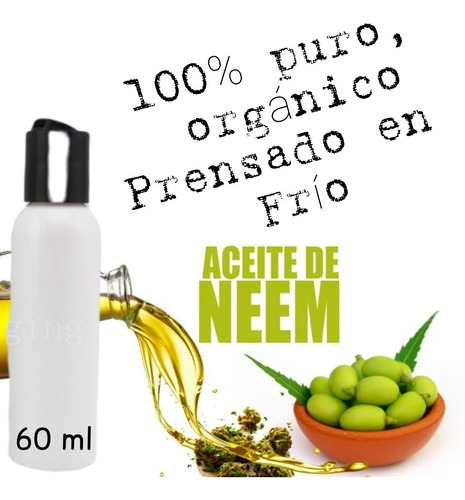 Aceite De Neem Organico Puro 60 Ml - g a $333