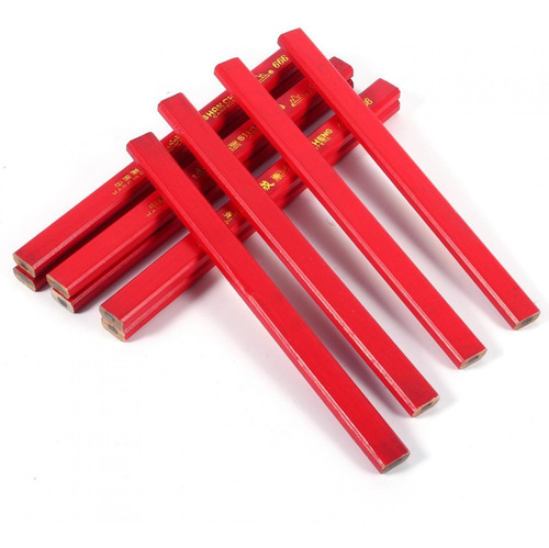 10 Unids/paquete De Lápiz De Carpintero Rojo Duro Octagonal