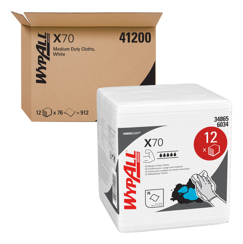 Wypall 41200 X70 Paos, 1/4 Pliego, 12 1/2 X 12, Blanco, 76 P