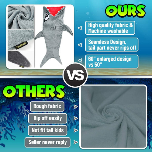 Cozybomb Shark Tails Animal Blanket For Kids - Cozy Smoot...