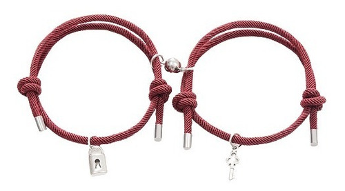 Pulsera Brazalete Bordo Novios Candado Llave Imán 2 En 1