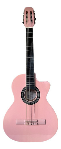 Guitarra Acústica Curva Richard Paquete Vital De Accesorios Color Rosa Orientación De La Mano Derecha