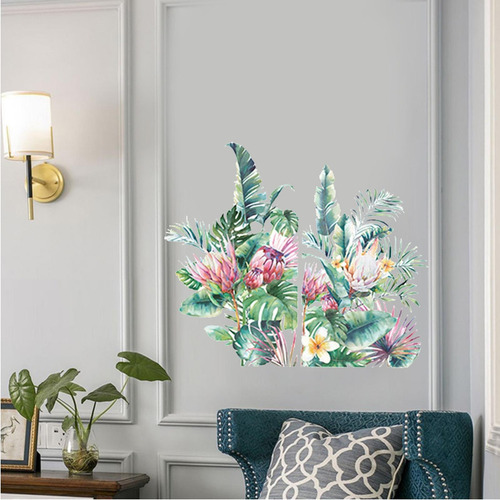 Calcomanías De Pared Con Hojas Y Flores, Pegatinas De Pared