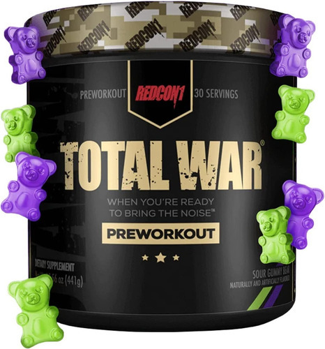 Pre Entreno Redcon1 Total War 30 Servicios Todos Los Sabores Sabor Sour gummy