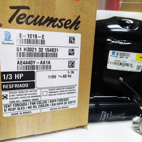 Imagen 4 de 4 de Compresor Tecumseh 1/3+ Hp Alta Ae4440y R-134z 110v 60 Hz