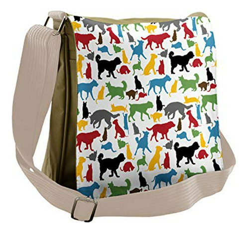 Bolso De Mensajero - Ambesonne Cats Bag, Colorful Cats And D