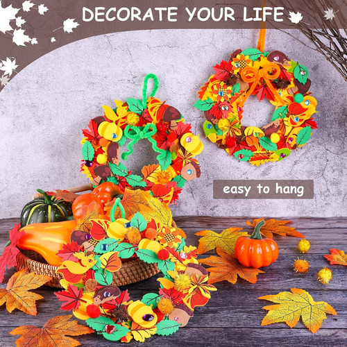 Aneco 12 Kits De Manualidades De Corona De Hojas De Otoño, I