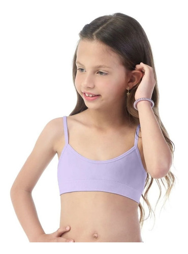 Imagem 1 de 5 de Kit 5 Sutiã Infantil Menina Top Básico Confortável