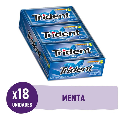 Imagen 1 de 2 de Chicle Trident®  Sin Azúcar Pack Sabor Menta 18 Unidades