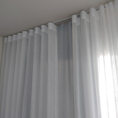 Kit Cortinas Linho Com Forro Blackout 80% - Trilho Duplo