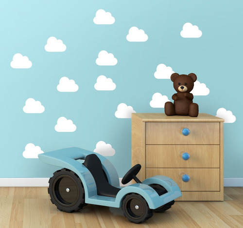 Vinilo Adhesivo Decorativo Cuarto Niños Niñas Tramas Nubes