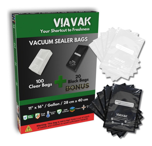 Bolsas Para Empacar Al Vacio 120 Unidades 28 X 40 Cm Viavak
