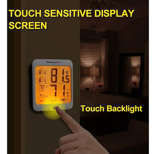 Imagen 2 de 9 de Termómetro Higrómetro Digital Thermopro Tp-53 Mide Humedad