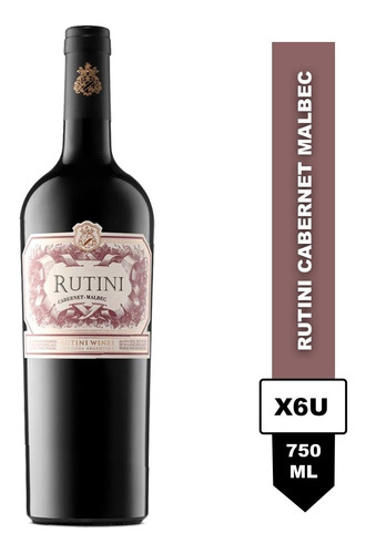 Imagen 3 de 10 de Vino Rutini Cabernet Malbec 750ml Caja X6 Pack 01almacen