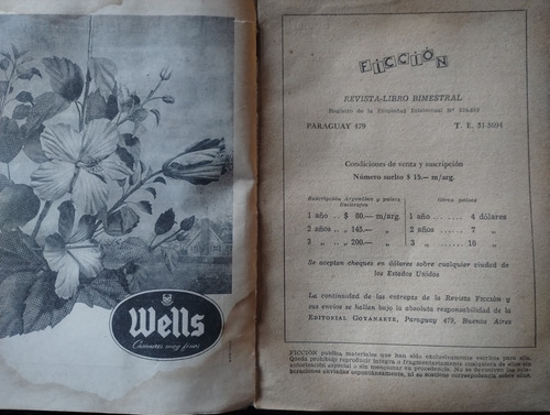 Ficción. Revista - Libro Bimestral N° 12- Marzo Abril, 1958 (Usado)