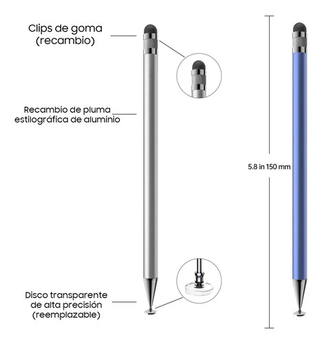 Lápiz Táctil De Tablet Pen 5 Plumas Stylus Optico Capacitivo