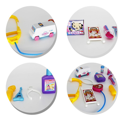 Imagem 4 de 6 de Kit Médico Infantil Brinquedo Ambulância Termômetro 11 Peças