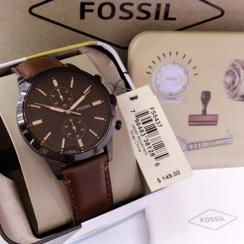 N Reloj Fossil Townsman Chrono Fs5437 Café Ngo Original