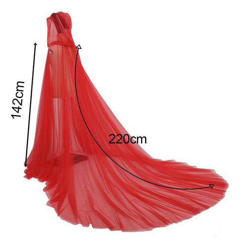 Disfraz De Halloween Capucha Tul Capa Universal Rojo