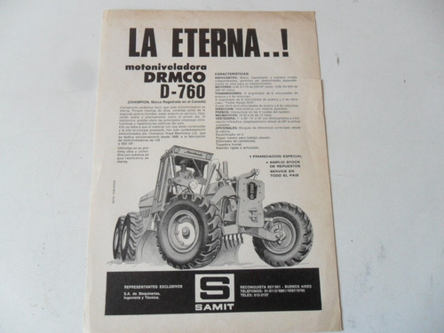 Catalogo Folleto Tractor Antiguo Champion 760 Motoniveladora