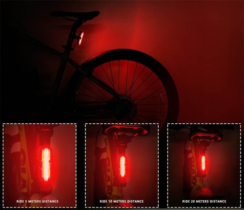 Imagen 6 de 8 de Luz Trasera De Bicicleta Led Lampara De Flash Recargable Usb
