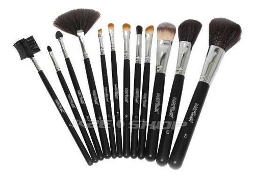 Kit de 12 pincéis para maquiagem Macrilan KP1-2E KP1-2E branco/preto