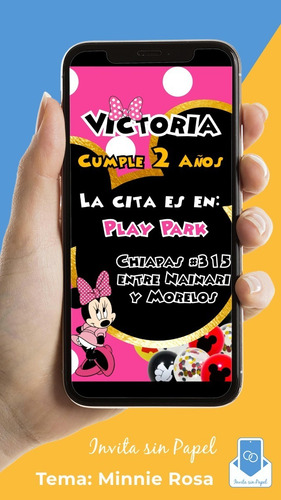 Video Invitación Digital Cumple Minnie Rosa
