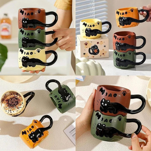 Taza Apilable Con Forma De Gato Tazas De Café Monas.