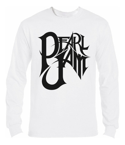 Polera Ml Pearl Jam Logo Negro Rock Abominatron