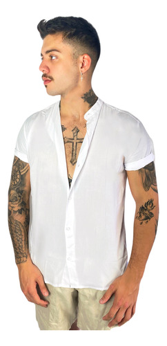 Camisa Masculina Floral Manga Curta Estampada Verão Top