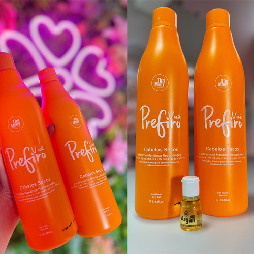 Kit Shampoo + Condicionador De 1l + Óleo De Argan Da Thamany