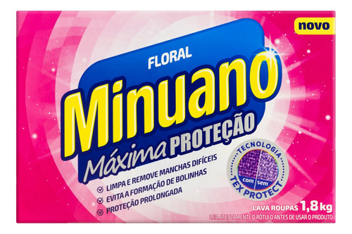 Lava-Roupas Pó Floral Minuano Máxima Proteção Caixa 1,8kg