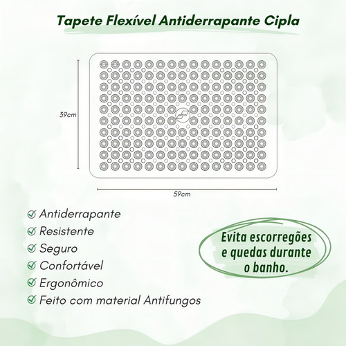 Tapete Antiderrapante Pvc Flexível Para Banheiro Cipla Cores Cor Verde translúcido