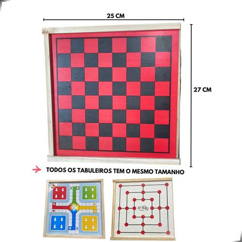 Jogo De Mesa Educativo 5 Em 1 Xadrez Ludo Domino Dama Trilha
