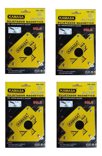 Pack 4 Escuadras Magneticas De 50 Lbs Para Soldar Kamasa 