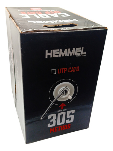 Hemmel Cable Red Utp Cat6 Tu6003 Bobina 305 Metros En Caja 4 Par Negro Cctv Uso Interior Y Exterior