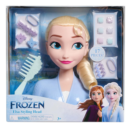 Cabeza Para Peinar Elsa Frozen Disney Rubio 17 Piezas