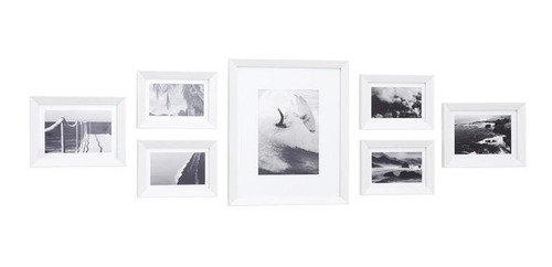 Set De 7 Portarretratos De Madera Blanco Fotos Variadas