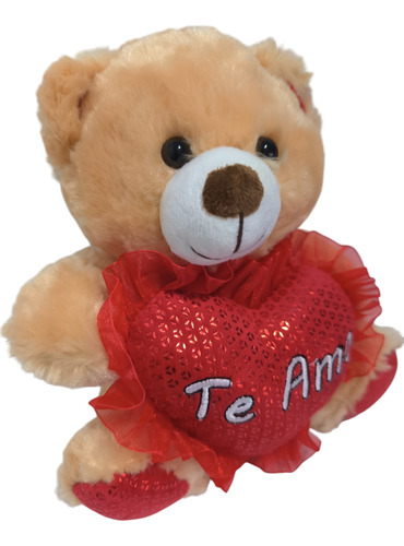 Peluche Oso Con Corazón Muy Suavecito!!! Marrón Claro
