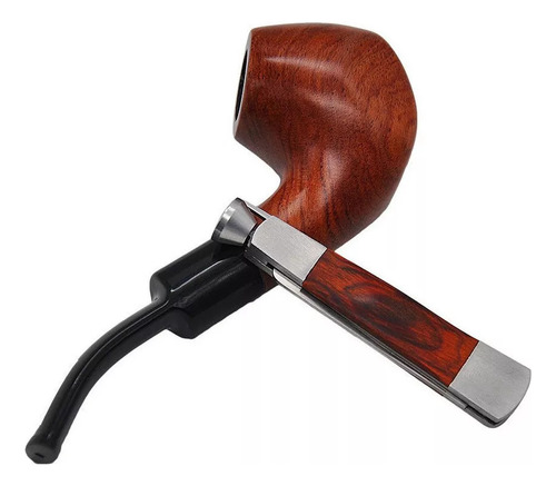 Pipa De Acero Inoxidable De Madera Roja Para Fumar Tabaco