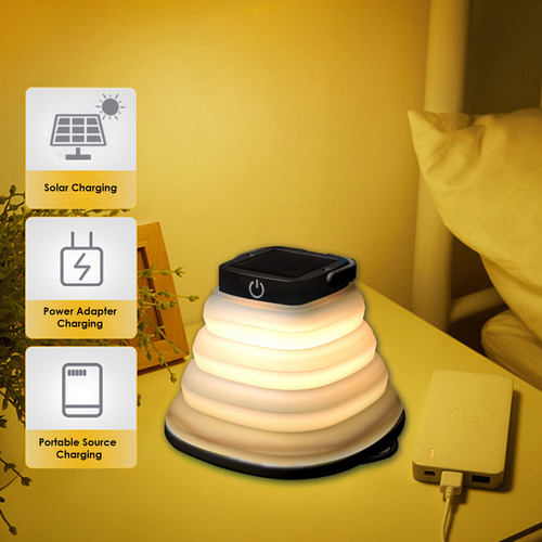 K Luz De Campamento Led Solar Plegable: Portátil,