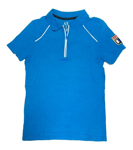 Camisa Tipo Polo Armani Exchange Original Azul Escudo Hombro